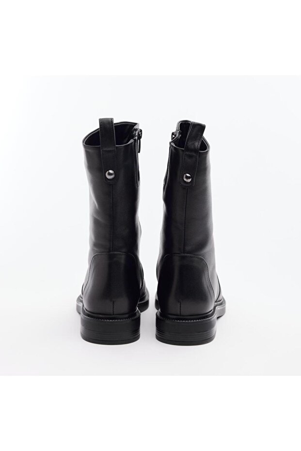 Hakiki Deri Fermuarlı Kadın Bot - 4