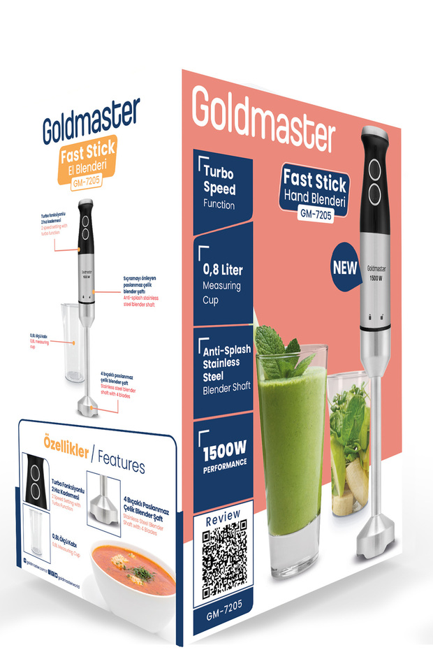 Fast Stick Inox 1500W 4 Ready Hand Blender with Money Accumulation Broken Stainless Set Gm-7205 - 8