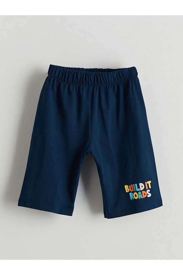 LCW Kids Ekru Baskılı Erkek Çocuk Şortlu Pijama Takımı - 4