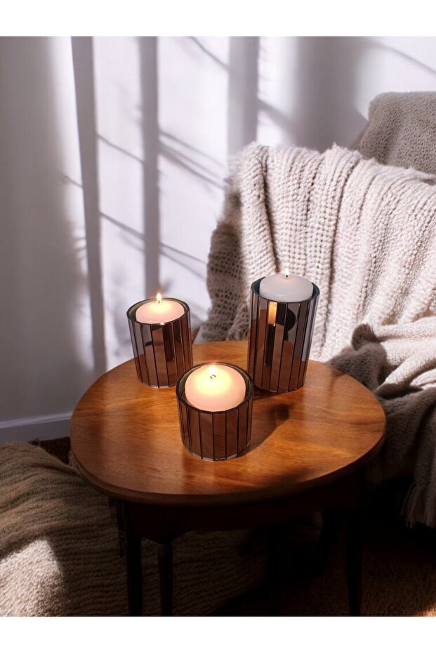 Bronz Aynalı Mumluk-şamdan Seti - 1