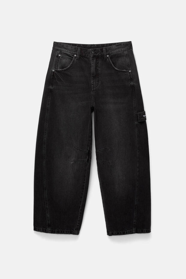 Balon paça işlemeli cepli jean - 8