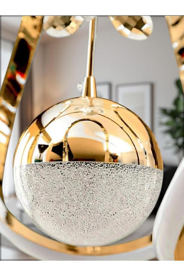 Damla Tek Toplu Taçlı Ledli Gold 3 Renk Ledli - Led Avize Aydınlatma - 3