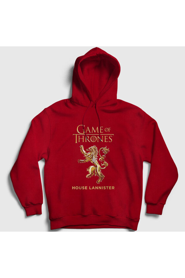 سويت شيرت بقلنسوة باللون الأحمر للجنسين من Lannister Game Of Thrones 192553tt