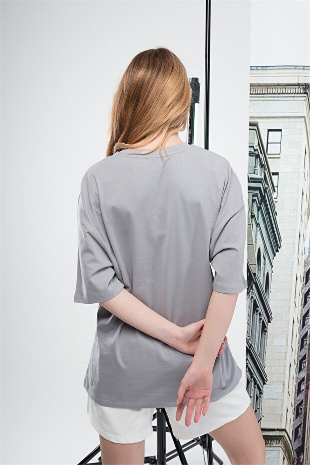 Basic Kadın Tshirt Gri - 2