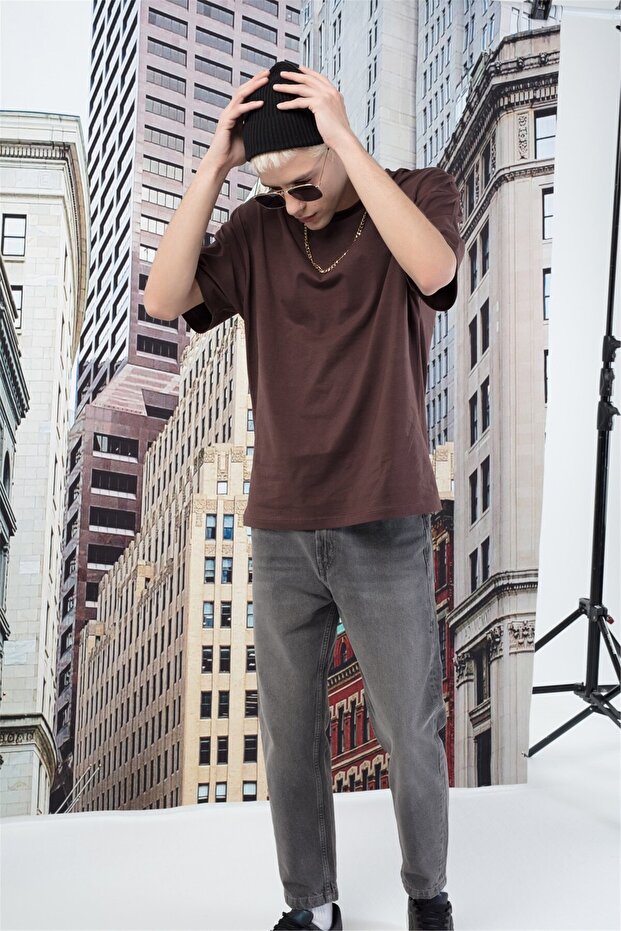 Tricou Basic pentru bărbați Maro - 3