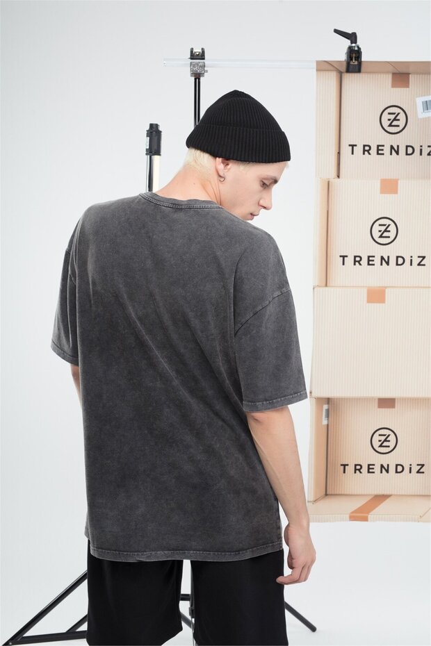 Basic Erkek Yıkamalı Tshirt Antrasit - 2