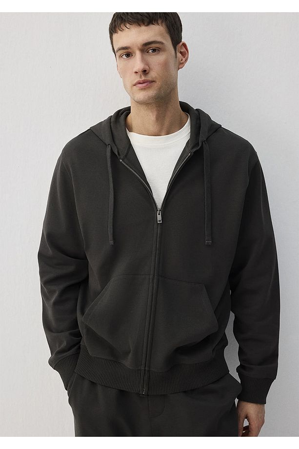 Fermuarlı Antrasit Basic Sweatshirt  Oversize / Geniş Kesim 0S10179-70092 - 1