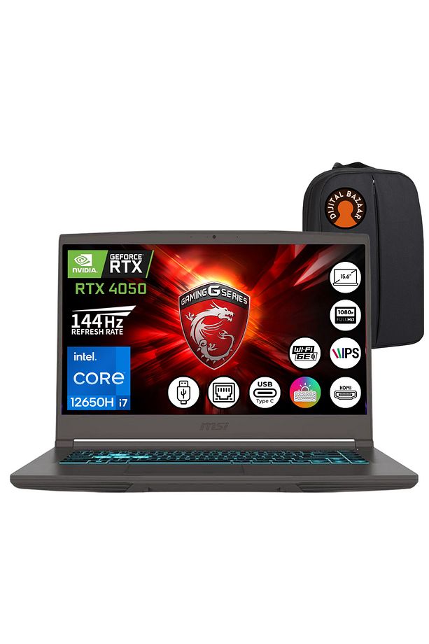 THIN B12VE-1892XTR Core i7 12650H RTX4050 6GB 40GB 512Ssd 15.6FHD 144Hz FDos Notebook+DJT Çanta - 1