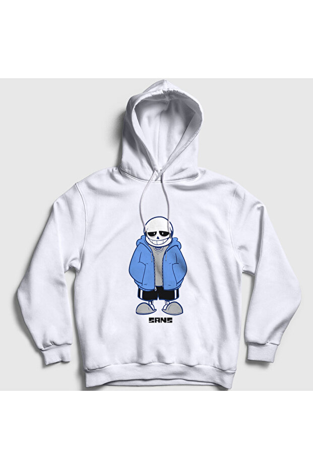 معطف أزرق أبيض للجنسين - سويت شيرت بغطاء للرأس من Sans Undertale 31854tt