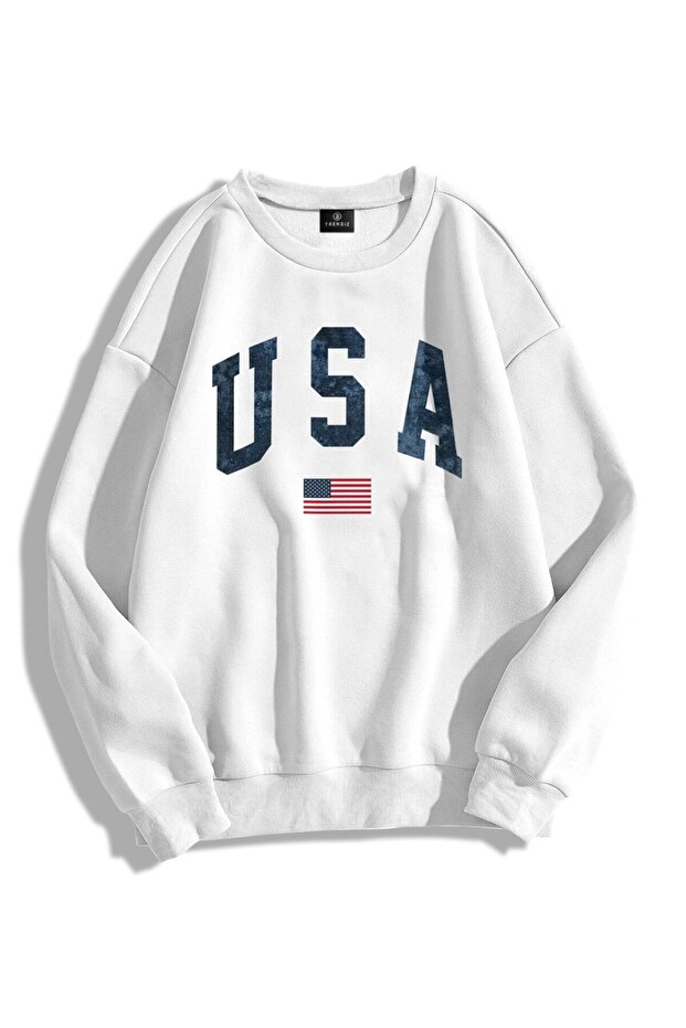 Unisex USA Flag Crew Neck Sweatshirt Hoodie