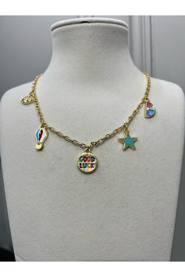 5 Charmlı Çelik Şans Kolyesi - 3