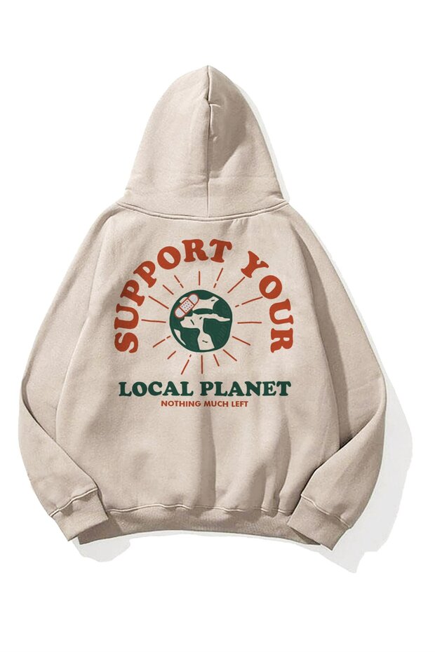 Unisex Support Your Planet Sweatshirt Hoodie Stone
