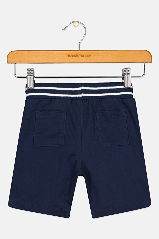 شورت برباط للرباط للأولاد الصغار، أزرق داكن - 2