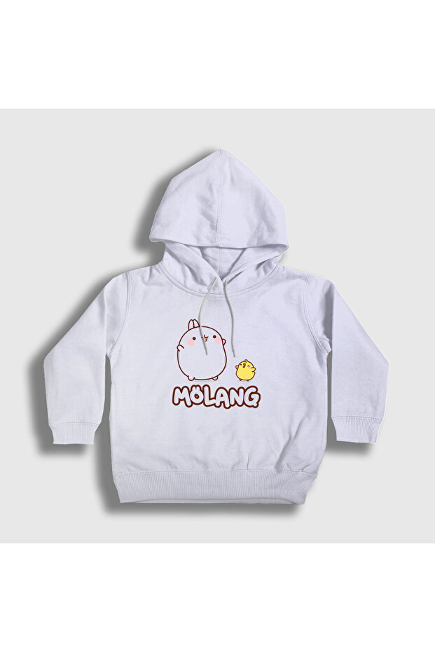Unisex Kids White Friend Molang Piu Piu Molang Hooded Sweatshirt 464841Tt