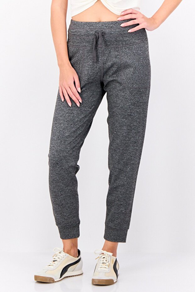 Women Drawstring Heather 28 Inseam Sweatpants, Dark Grey