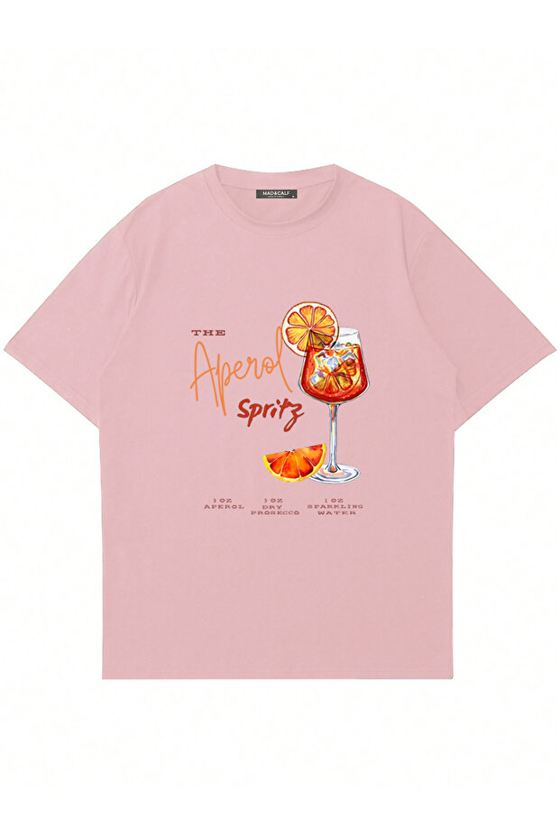 تي شيرت كبير الحجم برقبة دائرية مطبوع عليه Aperol Spritz للجنسين