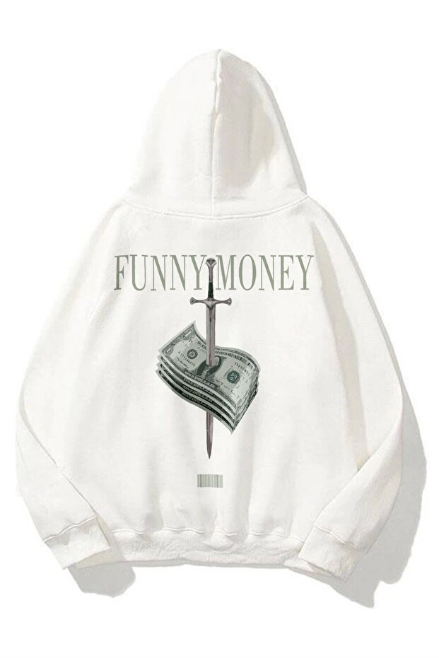 Unisex Funny Money Sweatshirt Hoodie White