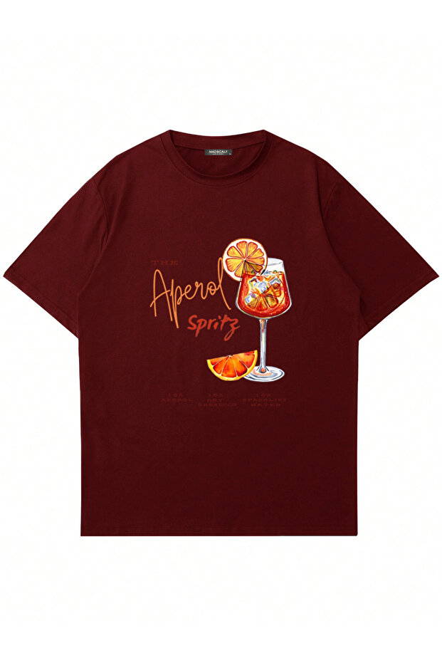 تي شيرت كبير الحجم برقبة دائرية مطبوع عليه Aperol Spritz للجنسين