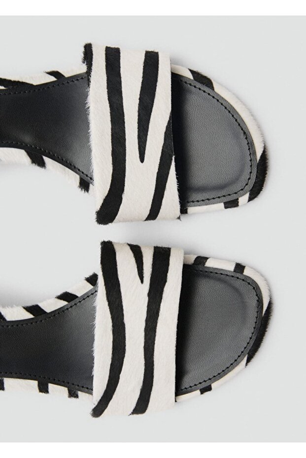 Zebra desenli deri sandalet - 3