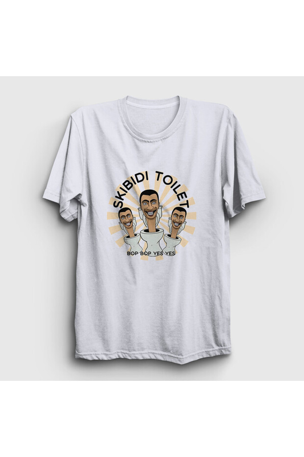 Unisex Beyaz Bop Bop Yes Yes Skibidi Toilet T-Shirt 479758tt - 1