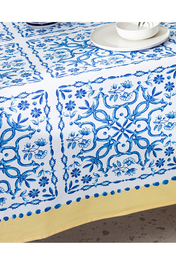 Ligny Masa Örtüsü - 150x150 cm - Mavi/Bej - 3