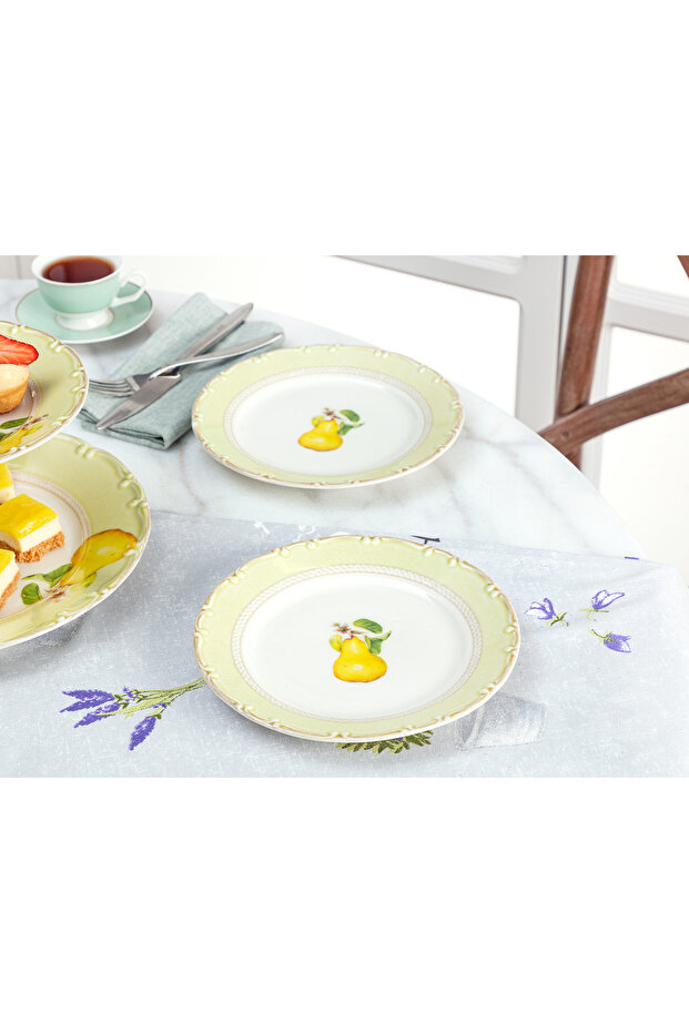 Pear Patterned 6-Piece Cake Plate Set - 1