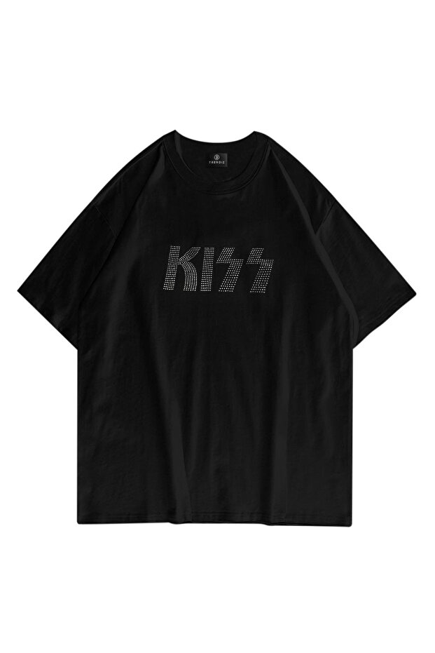 Unisex kiss stone Printed t-shirt black