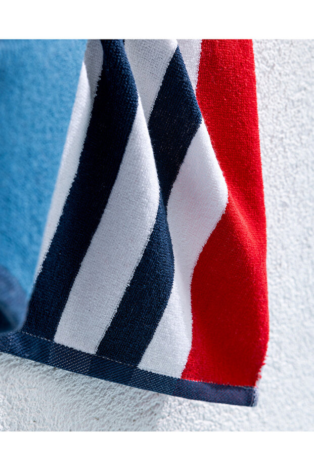 Denney 100% pamut sötétkék/piros strandtörölköző - 70x150 cm - 3