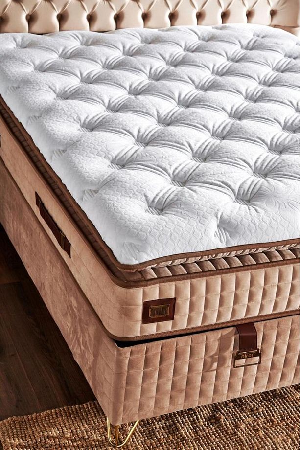 Elegance Lüks Yatak 180x200 cm Çift Kişilik Paket Yaylı Pedli Yumuşak Yatak Tavşan Tüyü Dokusu - 9