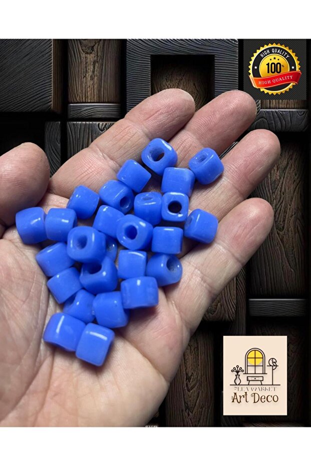 15 Pieces Handmade Square Glass Beads - Pendant, Anklet - (1cm X 1cm Square)