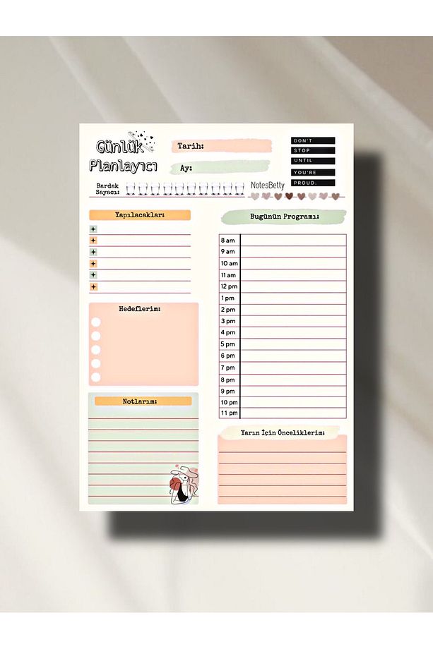Notesbetty Günlük Planlayıcı A5 Notepad - Defter - To Do List - Not Defteri - 1