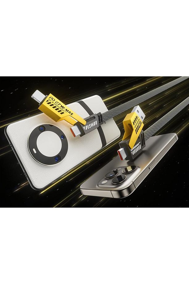 4in1 ultra kaliteli 65w/27w (İphone 8-10-12-13-14-15-16/Android/tablet/Notebook)Uyumlu Şarj Kablosu - 6