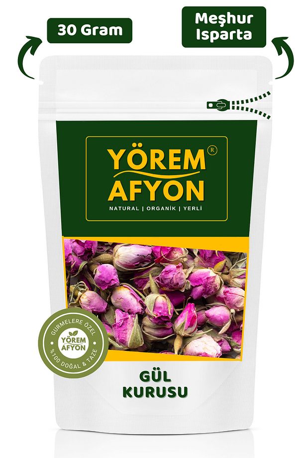 Yörem Afyon Meşhur Isparta Pembe Tomurcuk Kokulu Gül Kurusu | 30gr. - 1