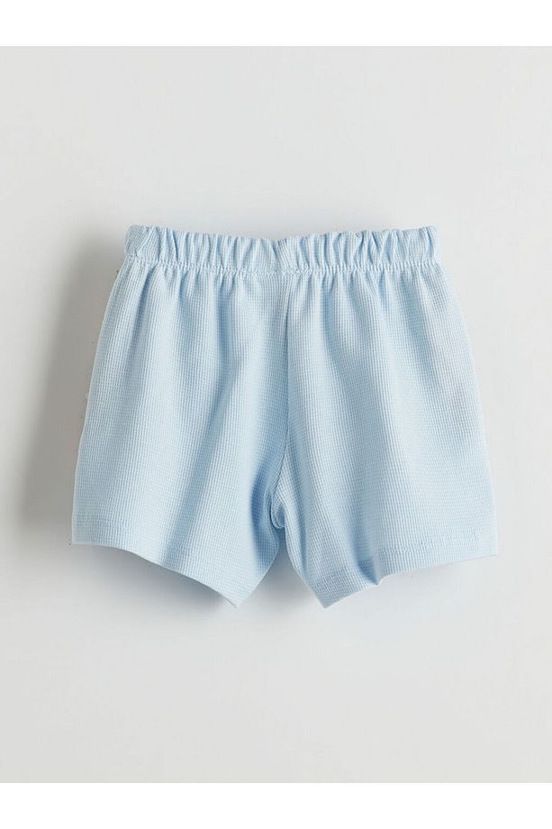 LCW baby Mavi Pamuklu Erkek Bebek Şortlu Pijama Takım - 5