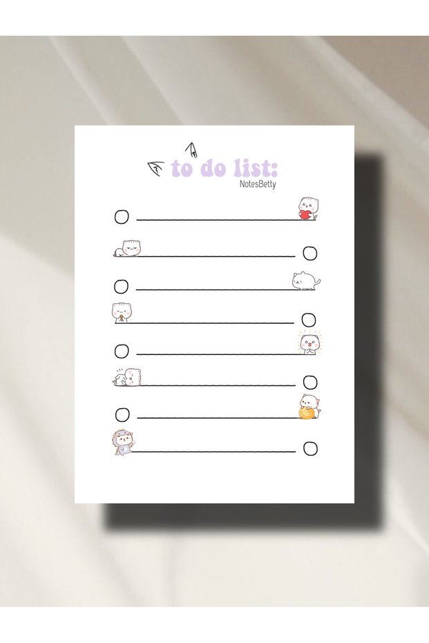 Notesbetty Cute Cats A6 to Do List - Notebook - Notepad - Notepad
