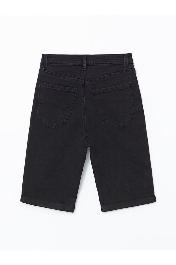 LCW Jeans Siyah Dar Fit Kadın Jean Şort - 2