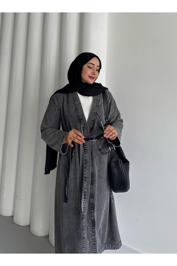 بارانی زنانه بلند جین مدل Karina TNS-4450 2
