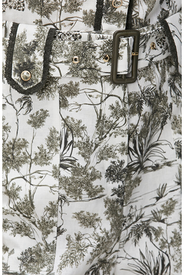 Haki Keten Karışımlı Tulum - 6