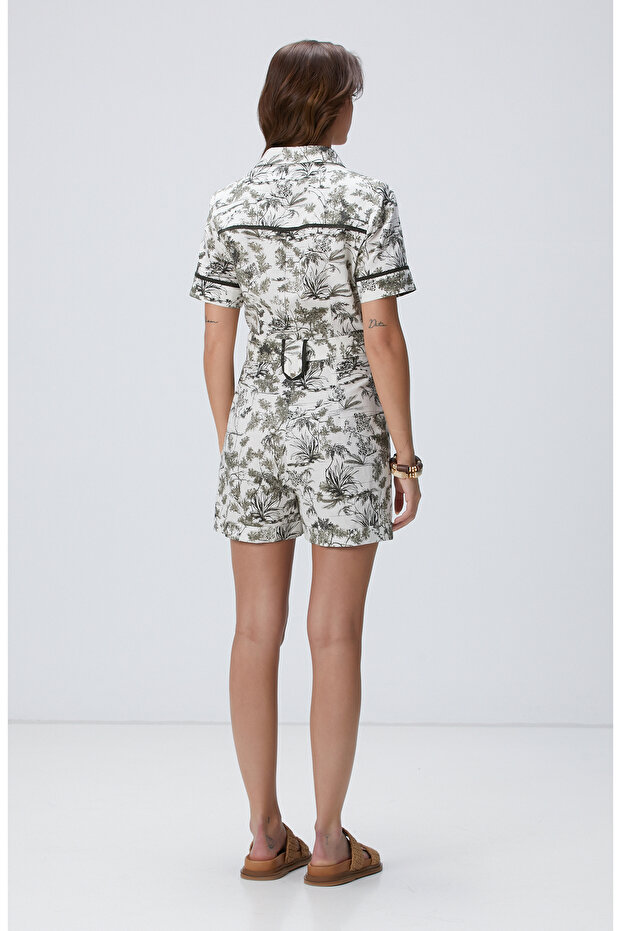 Haki Keten Karışımlı Tulum - 7