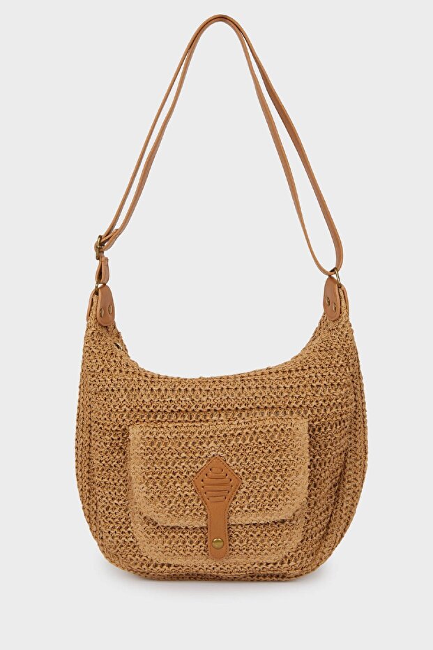 Women's Maxi Straw Shoulder Bag E2807Axns