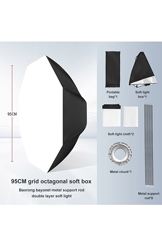 Octagonal Softbox, 95cm Quick-Setup with Diffusers & Carry Bag, Compatible with Bowens Mount - 2