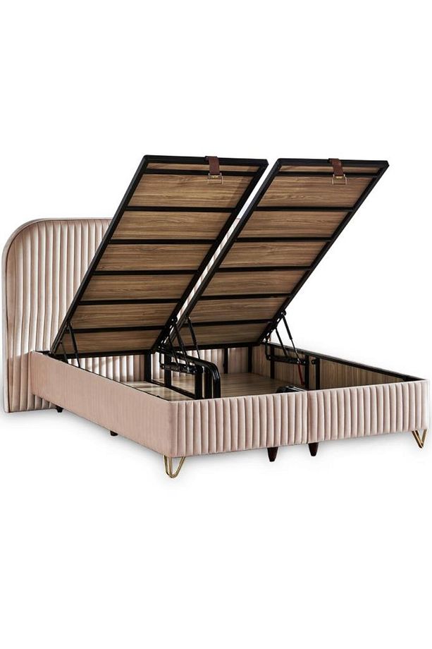 Line Visco Lüks Baza ve Başlık Seti 90x190 cm Tek Kişilik Baza ve Başlık Takımı Krem Babyface - 2