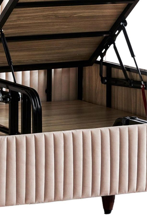 Line Visco Lüks Baza ve Başlık Seti 90x190 cm Tek Kişilik Baza ve Başlık Takımı Krem Babyface - 5