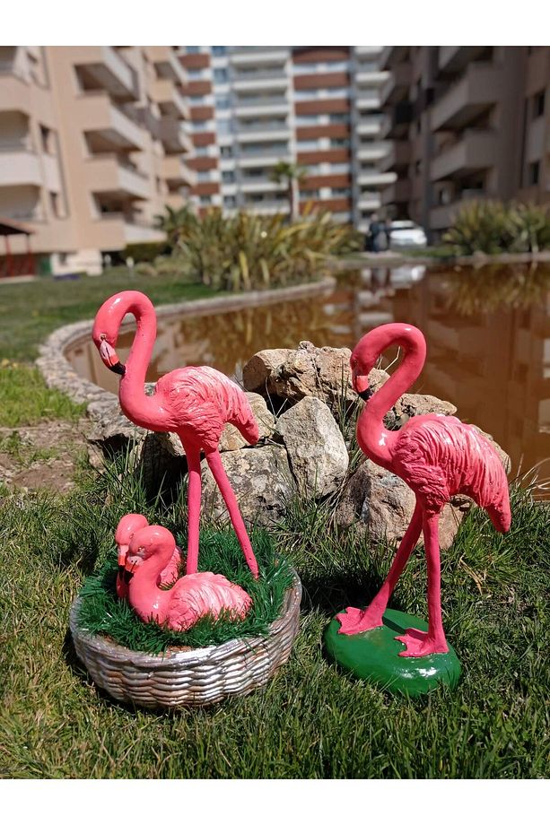 Flamingo Ailesi Heykel seti, Flamingo Heykelleri, Flamingo Heykeli, Alçı Heykel - 1