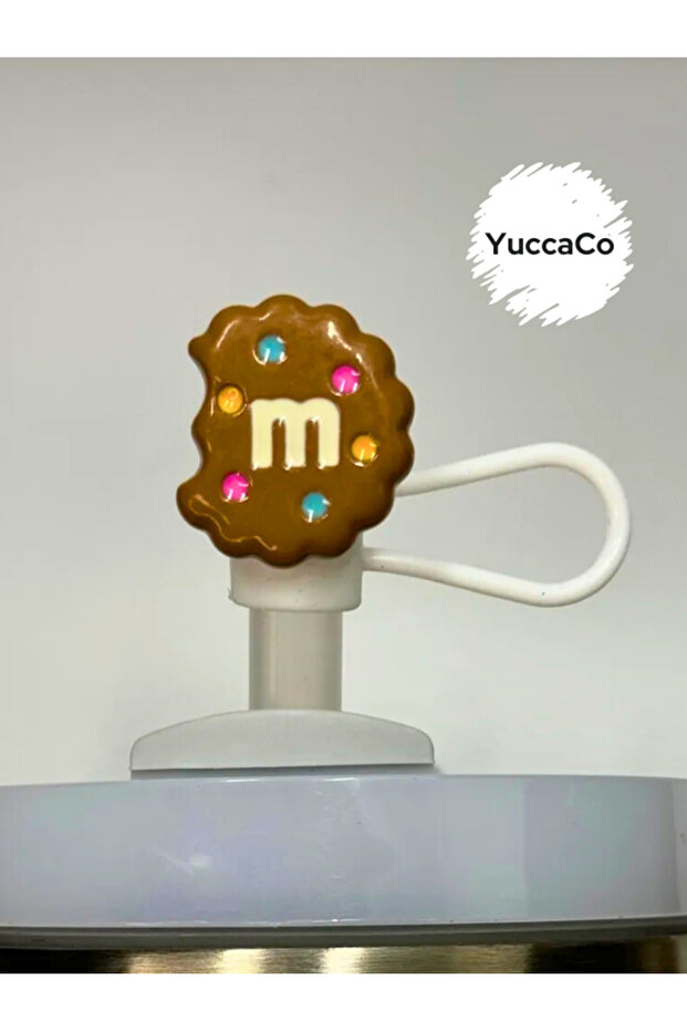 زخرفة الترمس M&M's Chocolate Cookie/غطاء القش/سدادة القش/ملحق الترمس