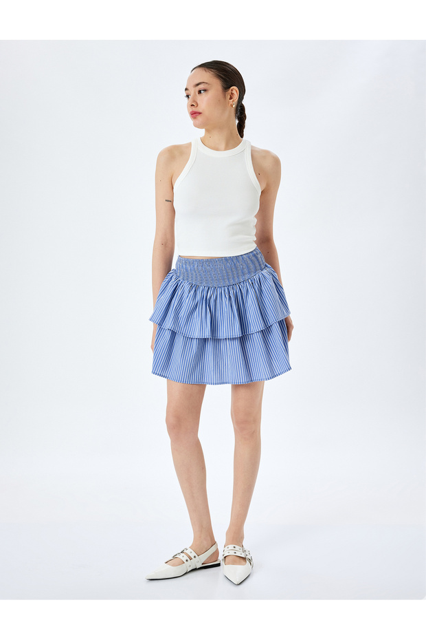 Gipeli Flounce الطبقات تنورة مخططة صغيرة