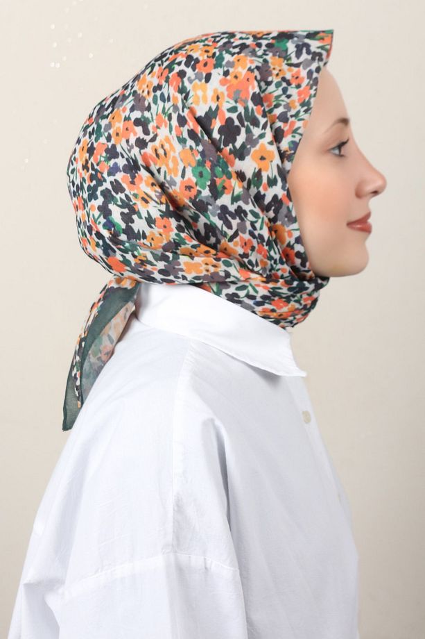 Lux Soft Pamuklu Eşarp 4040-194 Zümrüt - 1