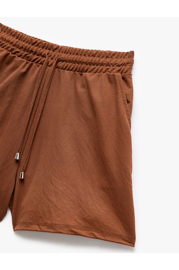 Regular Fit Cepli Beli Bağcıklı Normal Paça Mini Şort - 5
