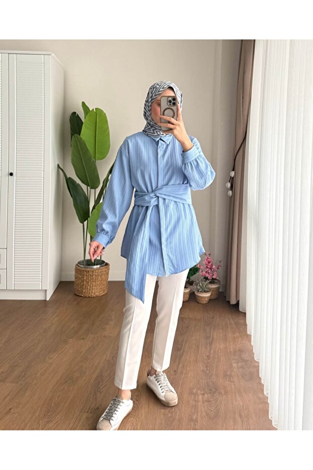 KUŞAKLI TESETTÜR GÖMLEK - 3