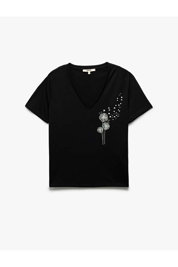 Short Sleeve Printed V-Neck Women's T-Shirt